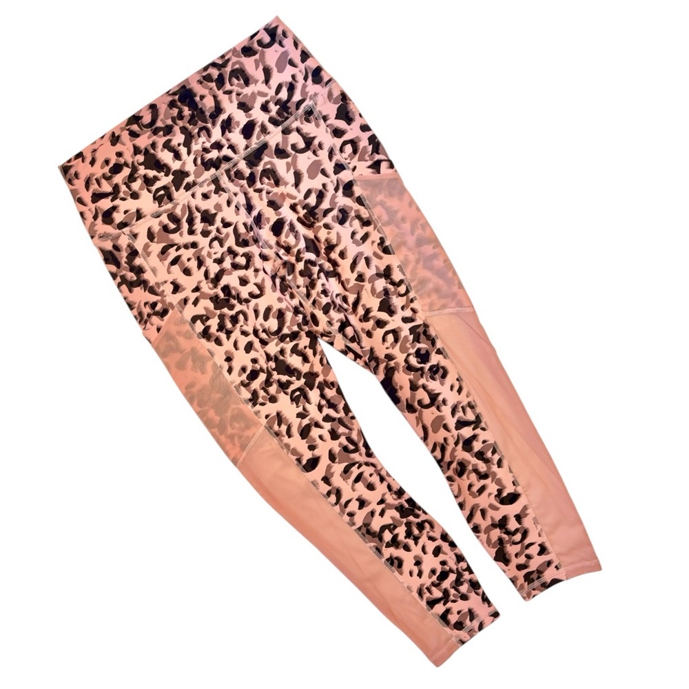 Fabletics Powerhold Pink Leopard Print Cropped Leggings